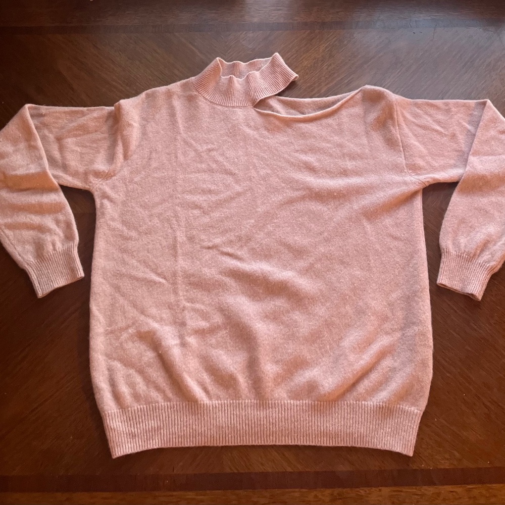 Pink Cashmere Cold Shoulder Sweater | Size S